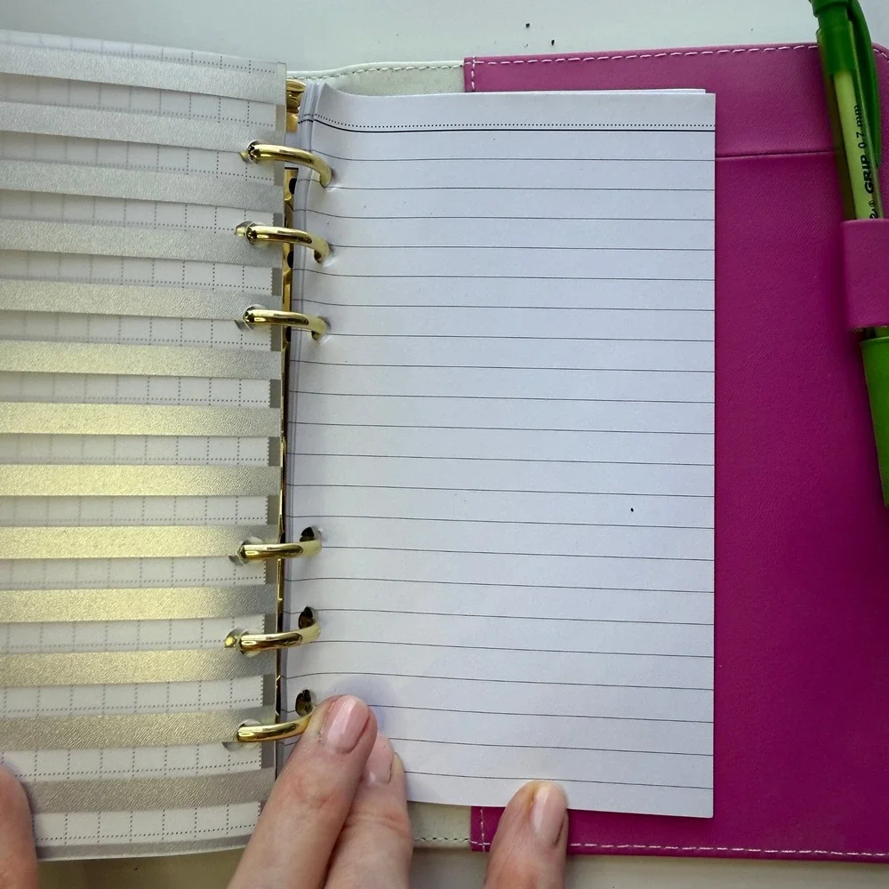 Striped Ring Planner Organizer Faux Leather Pink Interior Weekly‎ Monthly